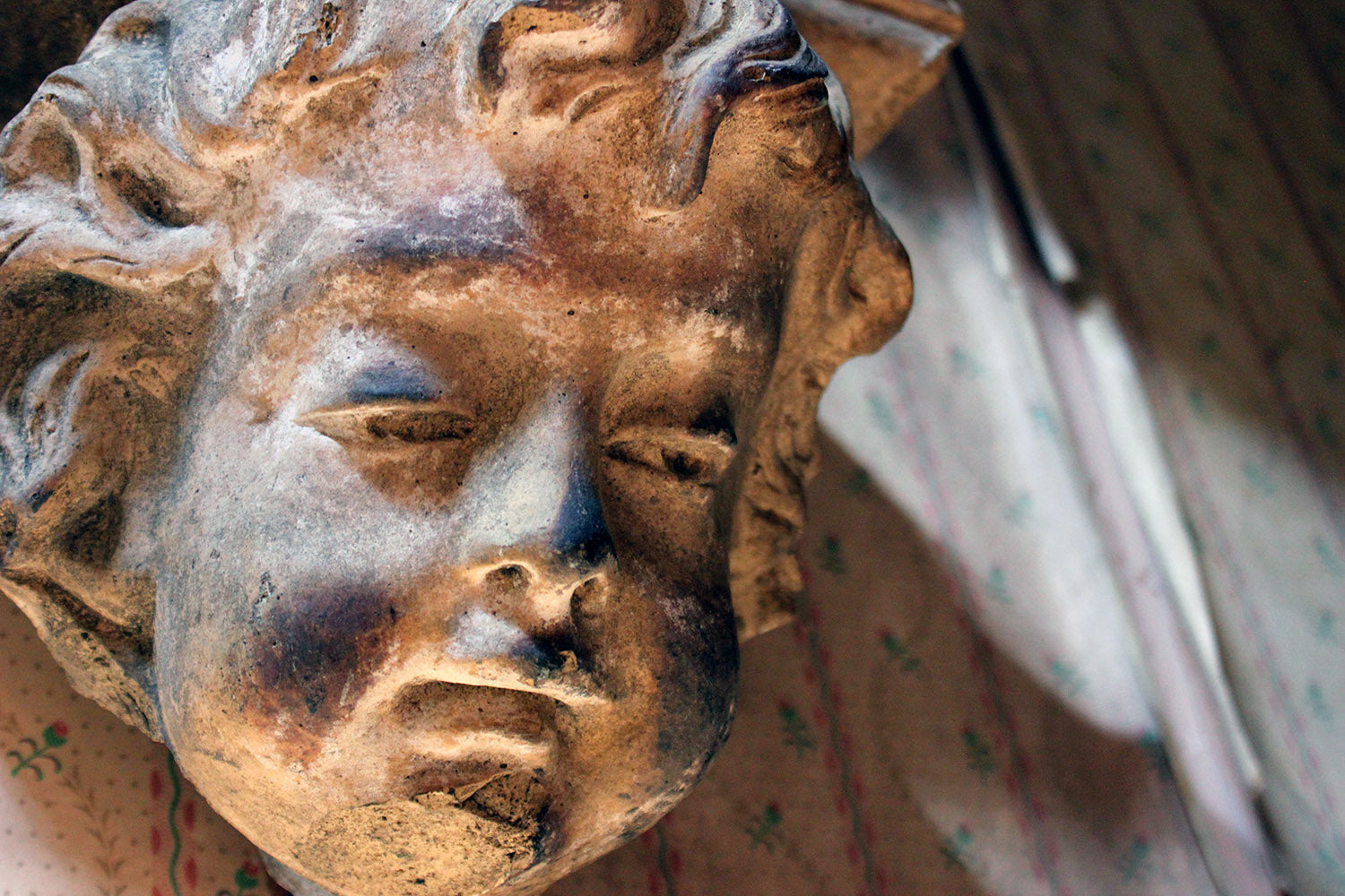 A 19thC Ecclesiastical Sculpted Stoneware Cherub Corbel Bracket c.1870
