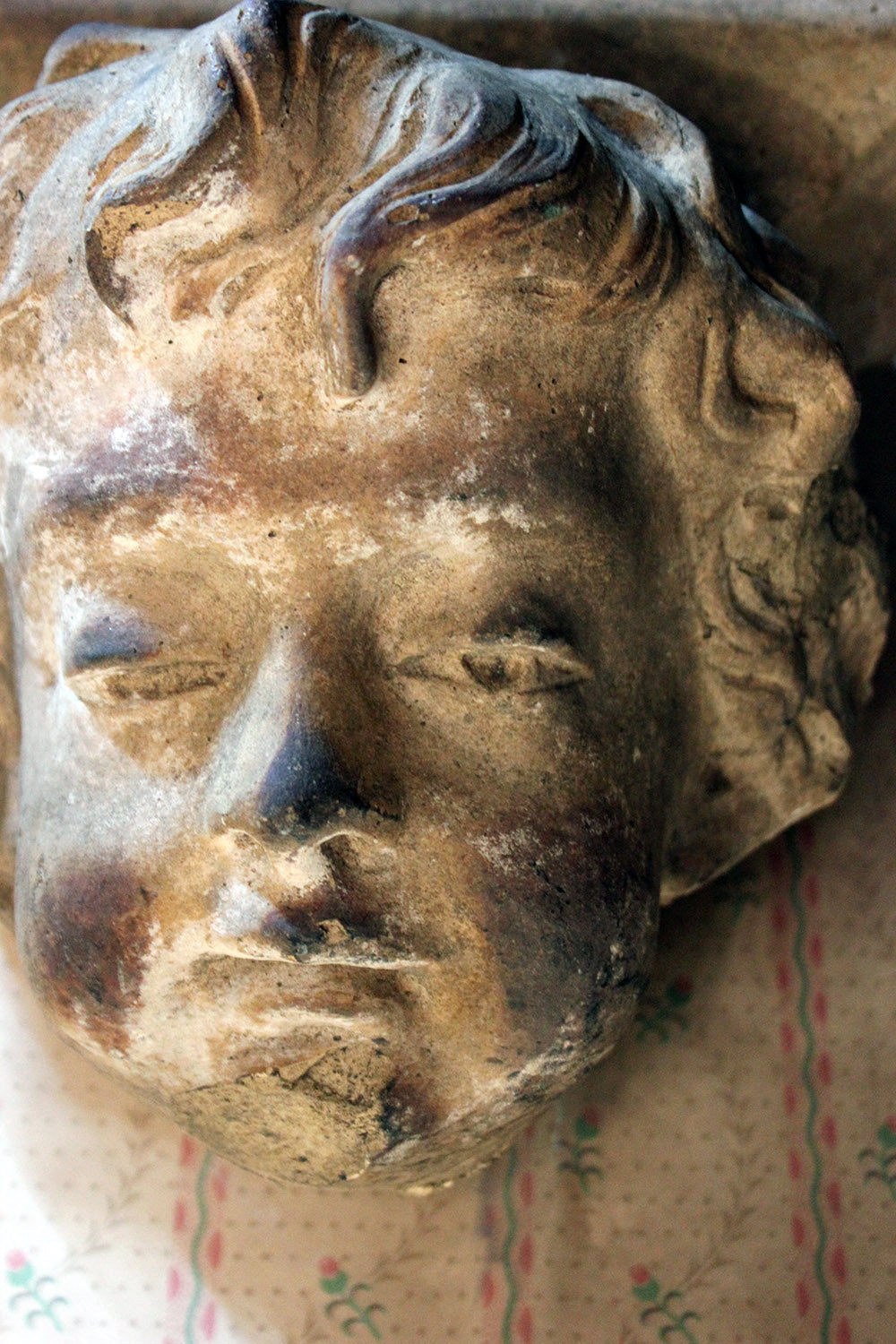 A 19thC Ecclesiastical Sculpted Stoneware Cherub Corbel Bracket c.1870