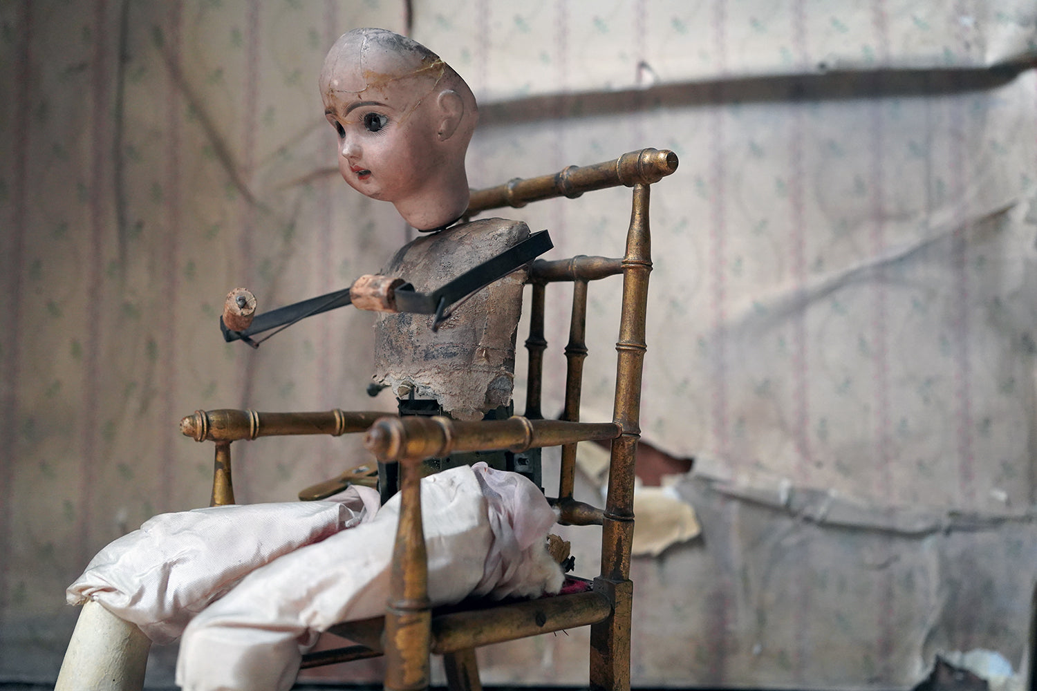 A French Bisque Musical Automaton by Roullet et Decamps; 'Bebe Tricoteur' c.1885-90