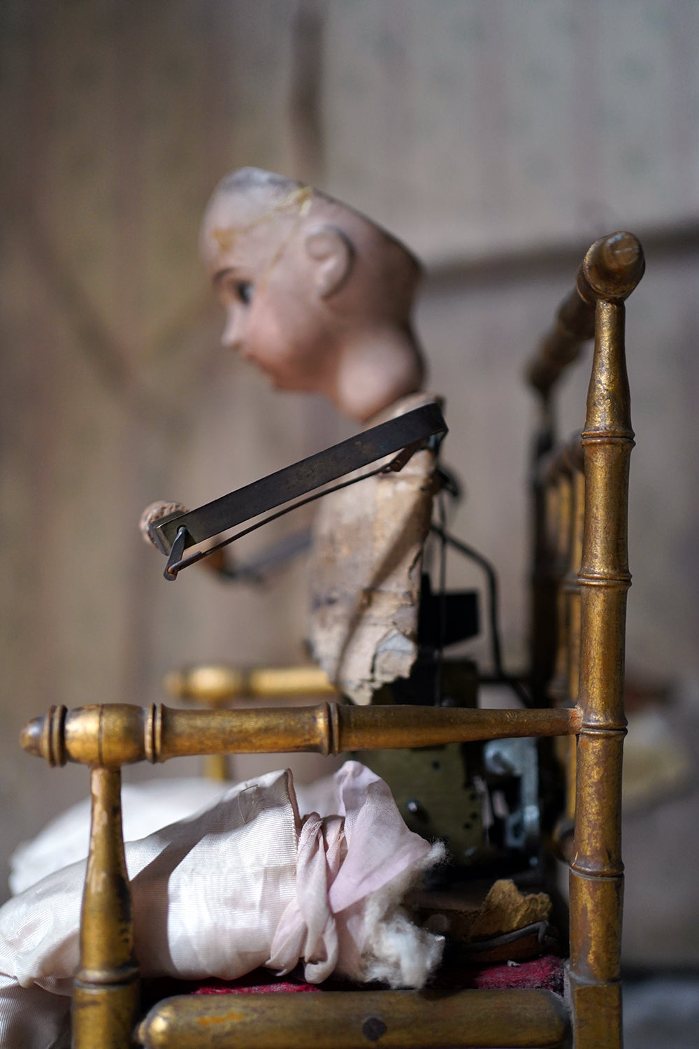 A French Bisque Musical Automaton by Roullet et Decamps; 'Bebe Tricoteur' c.1885-90