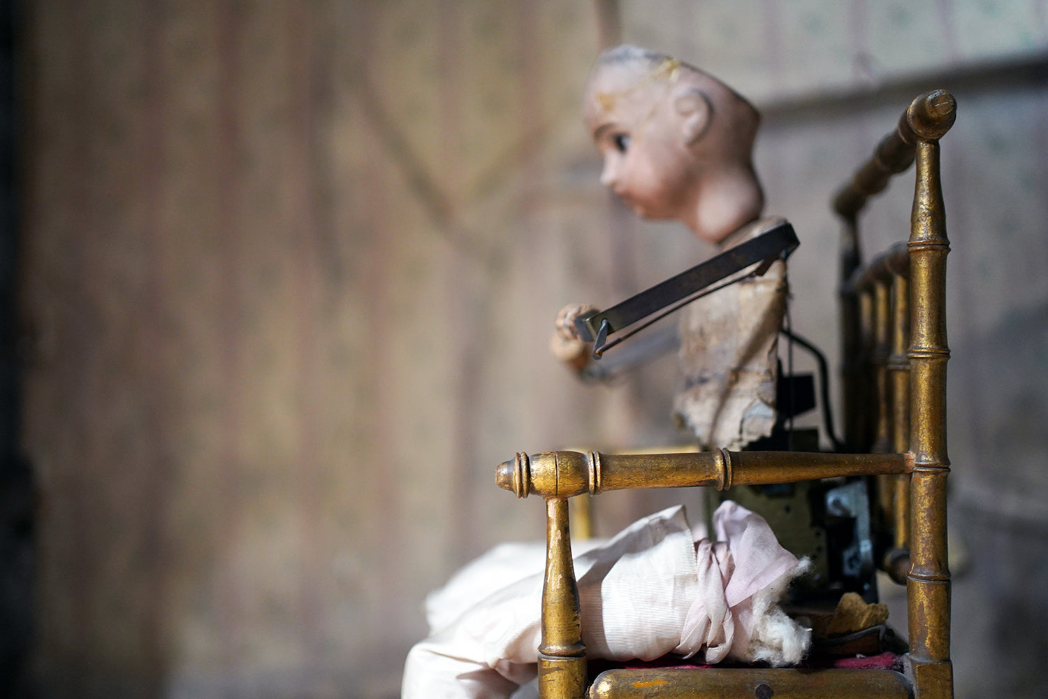 A French Bisque Musical Automaton by Roullet et Decamps; 'Bebe Tricoteur' c.1885-90