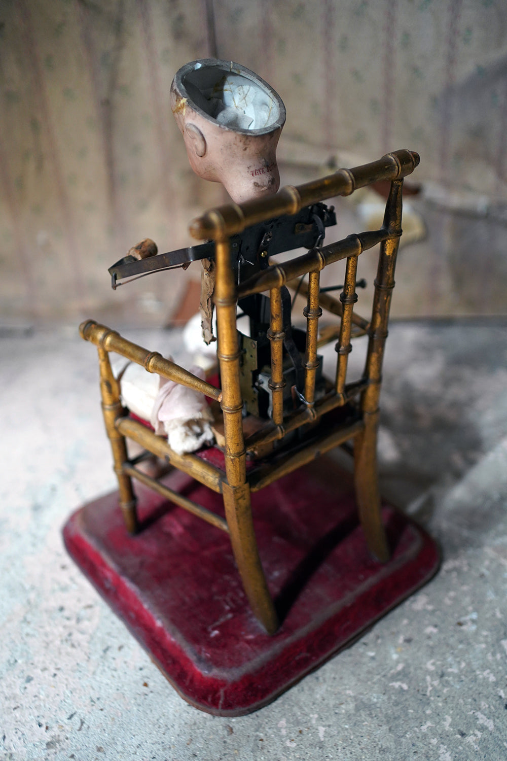 A French Bisque Musical Automaton by Roullet et Decamps; 'Bebe Tricoteur' c.1885-90