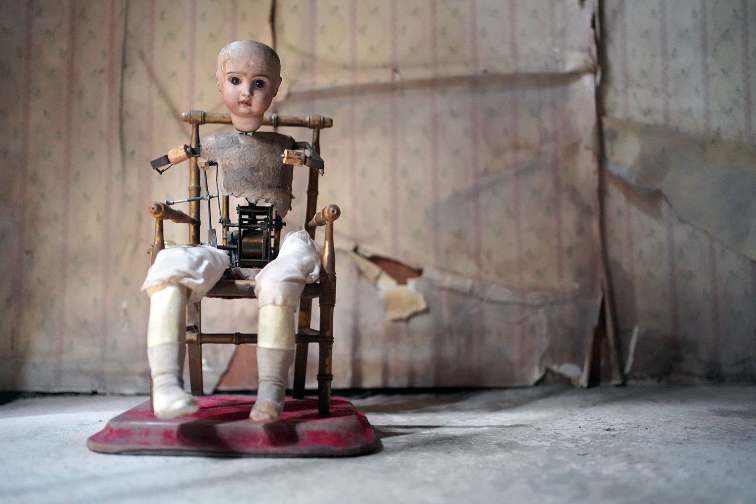A French Bisque Musical Automaton by Roullet et Decamps; 'Bebe Tricoteur' c.1885-90