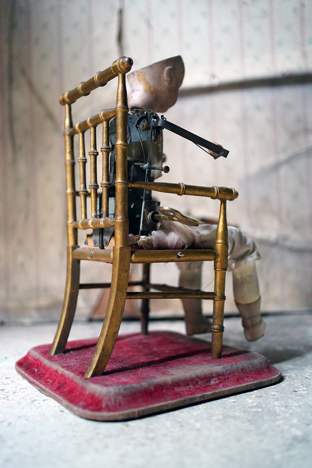A French Bisque Musical Automaton by Roullet et Decamps; 'Bebe Tricoteur' c.1885-90