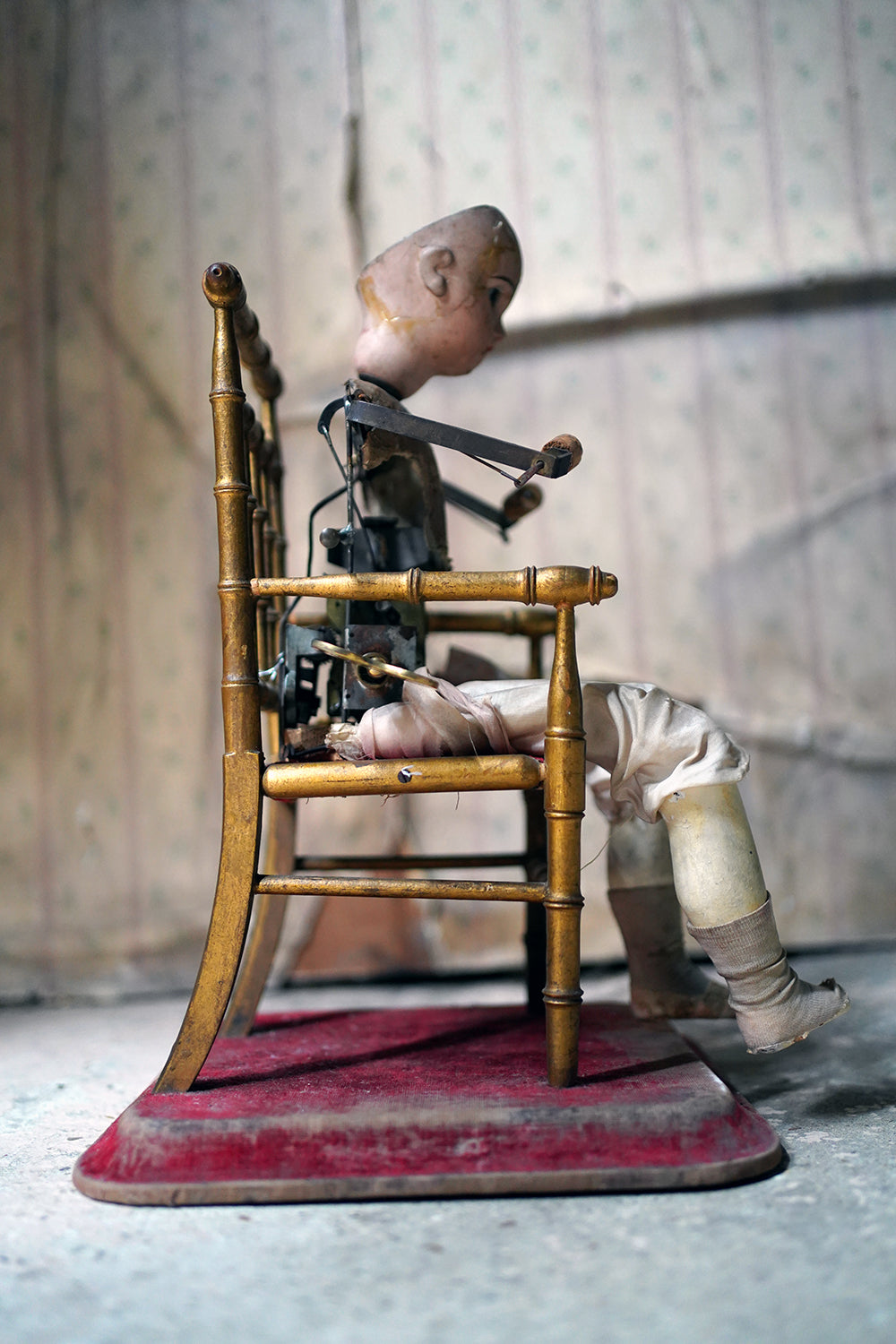 A French Bisque Musical Automaton by Roullet et Decamps; 'Bebe Tricoteur' c.1885-90