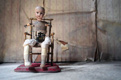 A French Bisque Musical Automaton by Roullet et Decamps; 'Bebe Tricoteur' c.1885-90