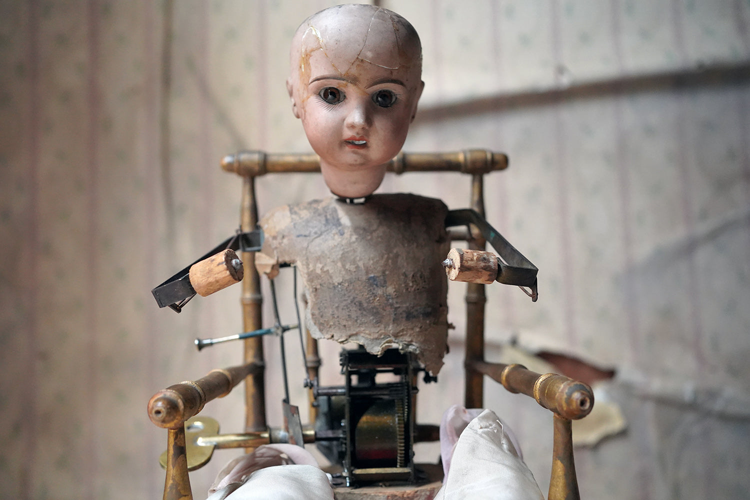 A French Bisque Musical Automaton by Roullet et Decamps; 'Bebe Tricoteur' c.1885-90