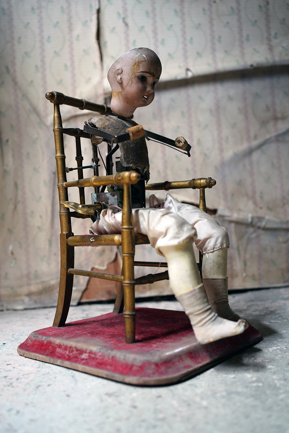 A French Bisque Musical Automaton by Roullet et Decamps; 'Bebe Tricoteur' c.1885-90