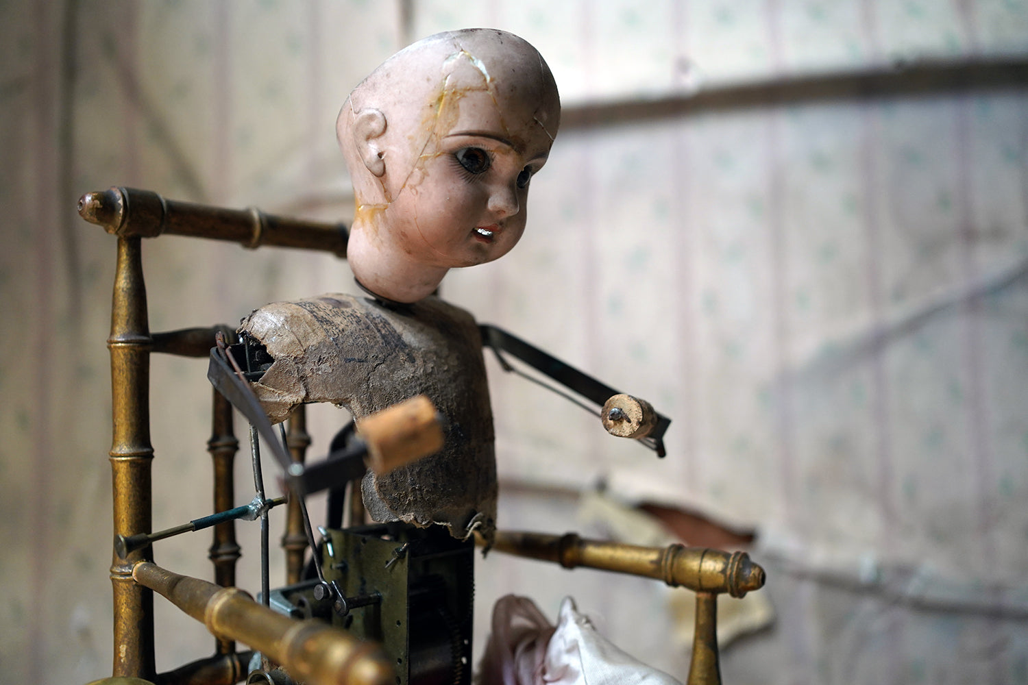 A French Bisque Musical Automaton by Roullet et Decamps; 'Bebe Tricoteur' c.1885-90