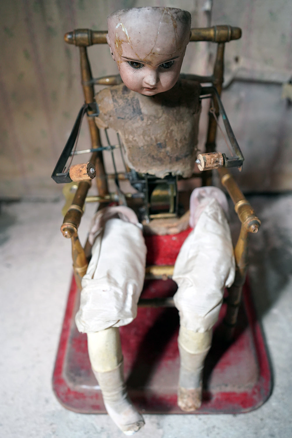 A French Bisque Musical Automaton by Roullet et Decamps; 'Bebe Tricoteur' c.1885-90