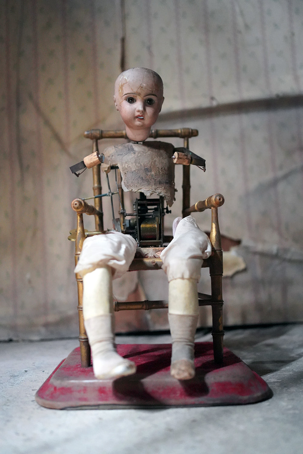 A French Bisque Musical Automaton by Roullet et Decamps; 'Bebe Tricoteur' c.1885-90