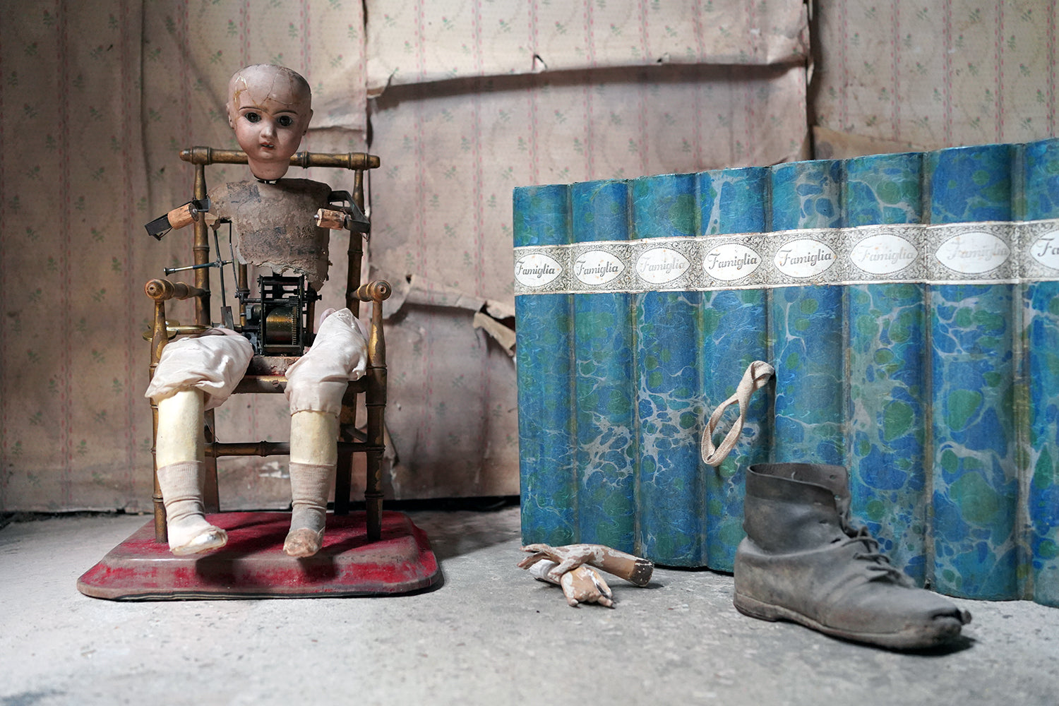 A French Bisque Musical Automaton by Roullet et Decamps; 'Bebe Tricoteur' c.1885-90