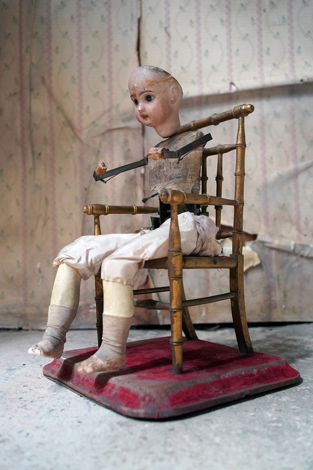 A French Bisque Musical Automaton by Roullet et Decamps; 'Bebe Tricoteur' c.1885-90