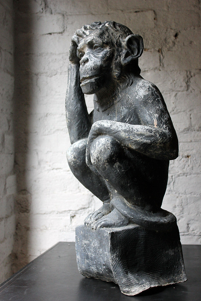 A Fabulous & Unusual Early 20thC Lead Sculpture of a Monkey