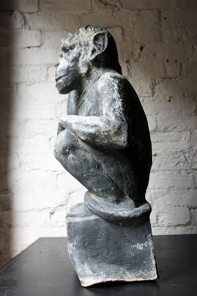 A Fabulous & Unusual Early 20thC Lead Sculpture of a Monkey
