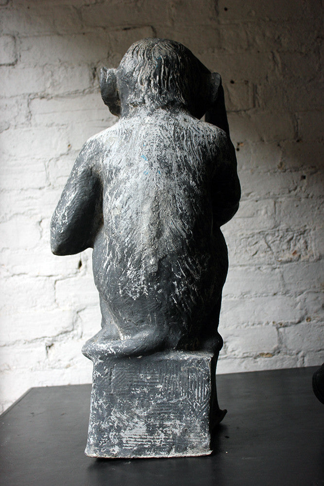 A Fabulous & Unusual Early 20thC Lead Sculpture of a Monkey