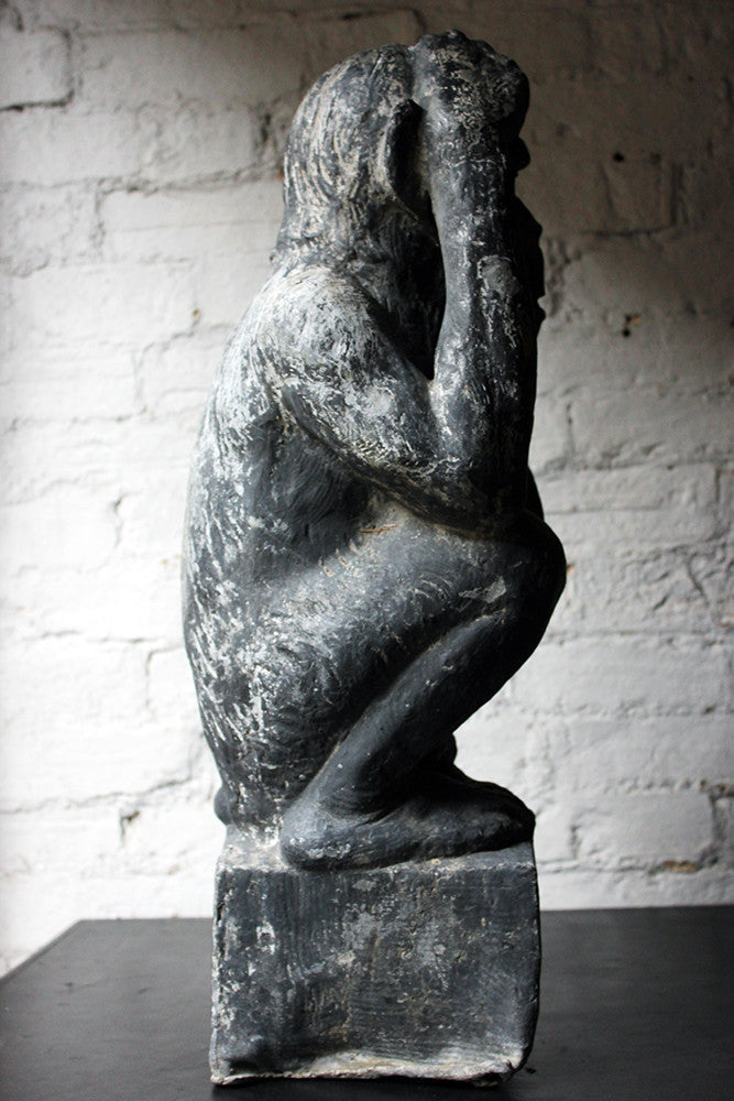 A Fabulous & Unusual Early 20thC Lead Sculpture of a Monkey