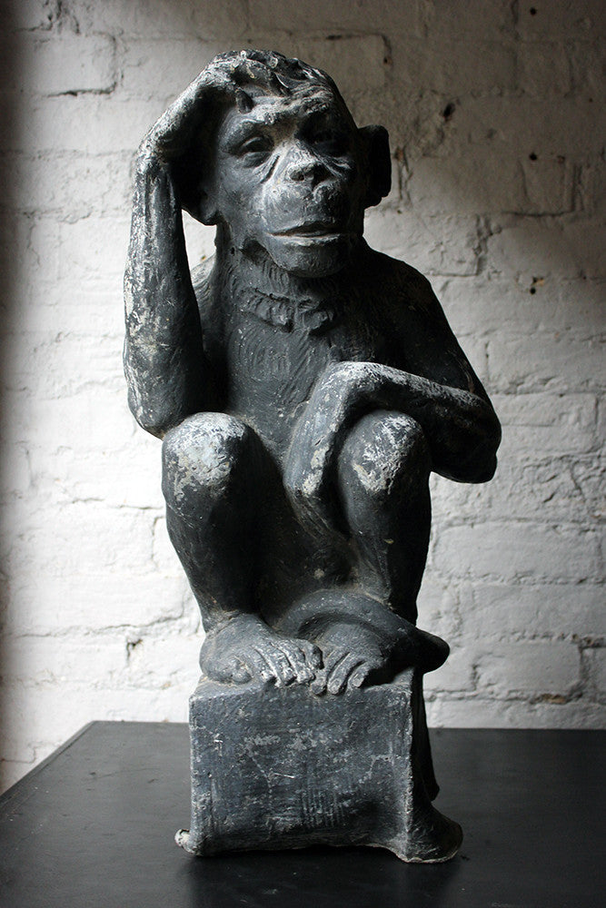 A Fabulous & Unusual Early 20thC Lead Sculpture of a Monkey