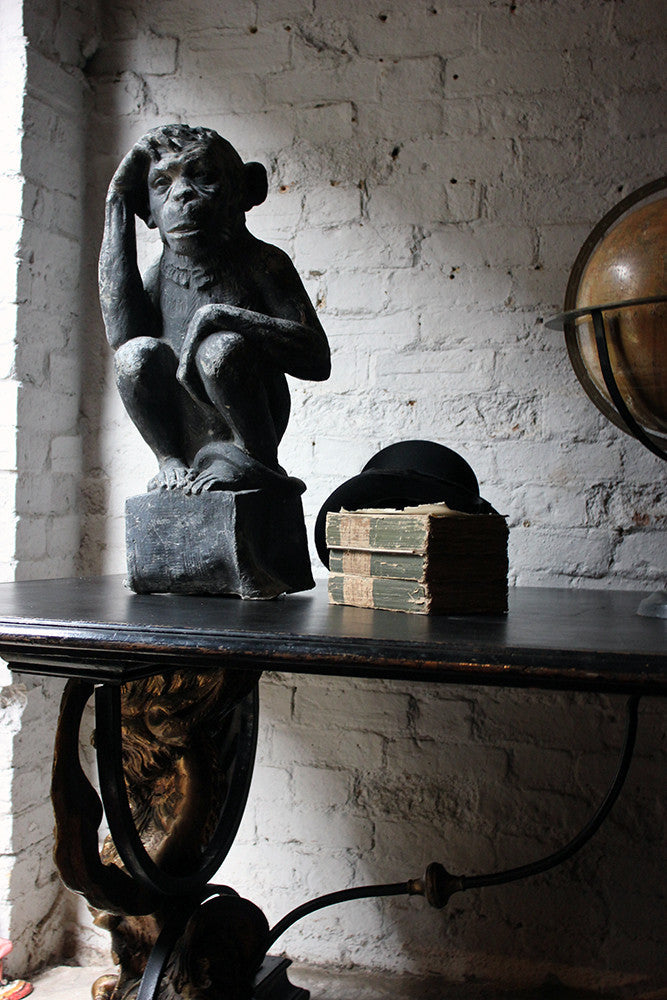 A Fabulous & Unusual Early 20thC Lead Sculpture of a Monkey