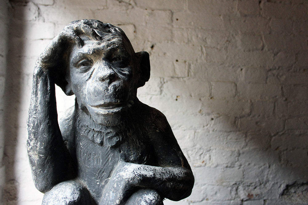 A Fabulous & Unusual Early 20thC Lead Sculpture of a Monkey