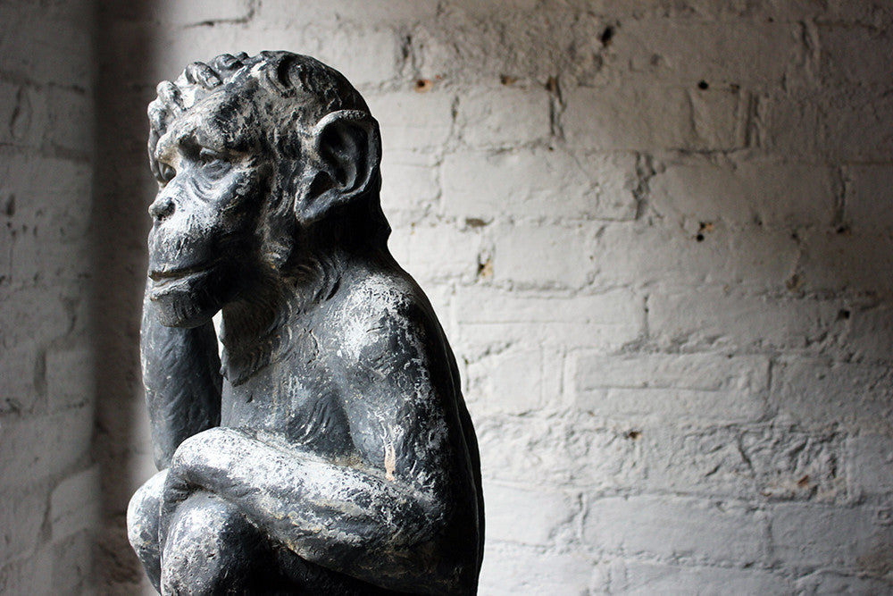 A Fabulous & Unusual Early 20thC Lead Sculpture of a Monkey