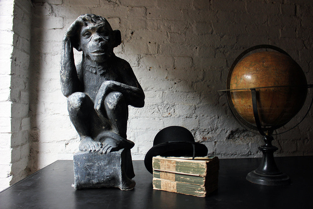 A Fabulous & Unusual Early 20thC Lead Sculpture of a Monkey