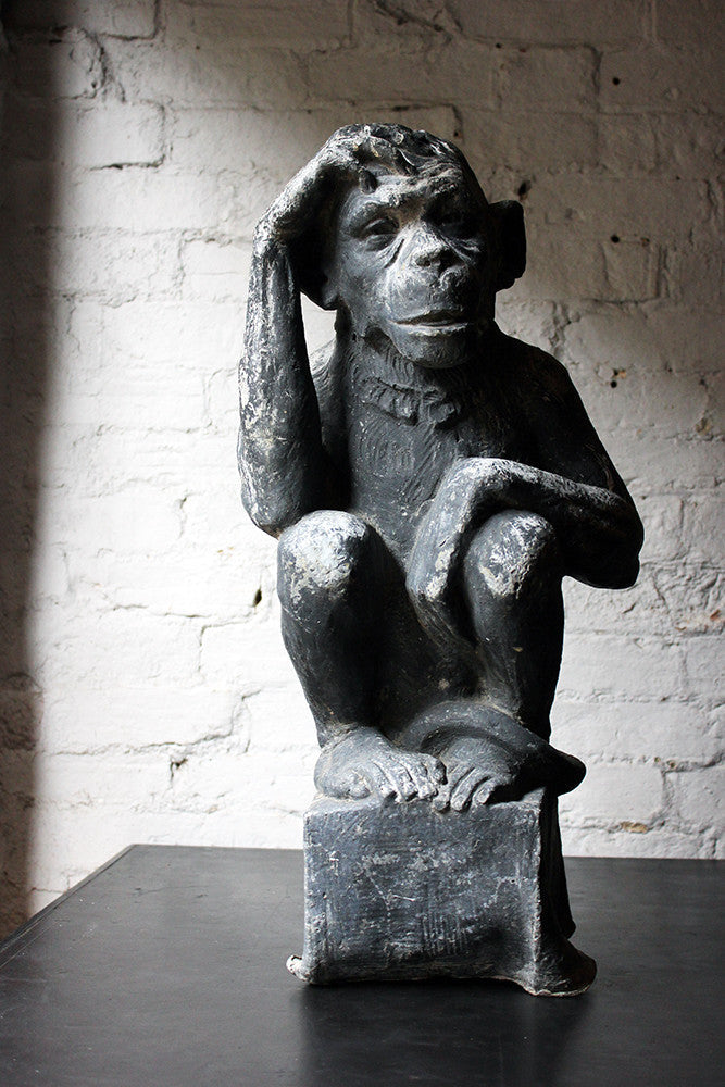 A Fabulous & Unusual Early 20thC Lead Sculpture of a Monkey
