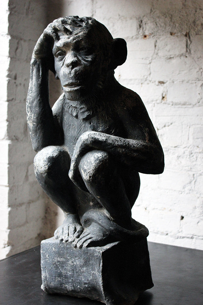 A Fabulous & Unusual Early 20thC Lead Sculpture of a Monkey