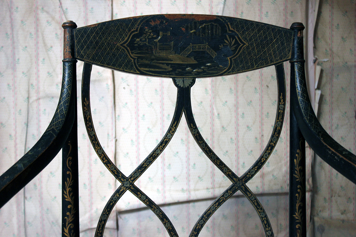 A Chinoiserie Decorated Elbow Chair by Druce and Co, London c.1910