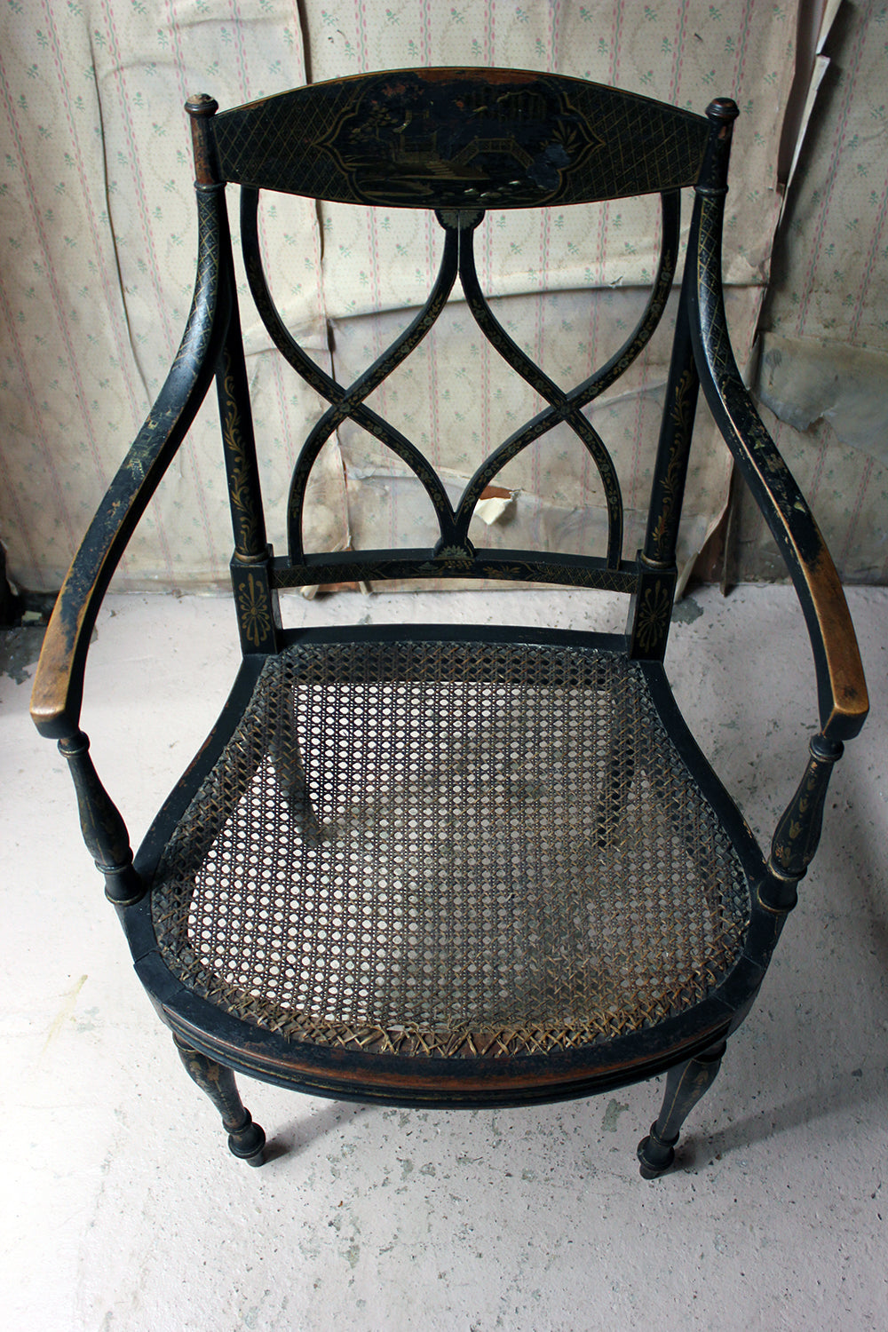 A Chinoiserie Decorated Elbow Chair by Druce and Co, London c.1910