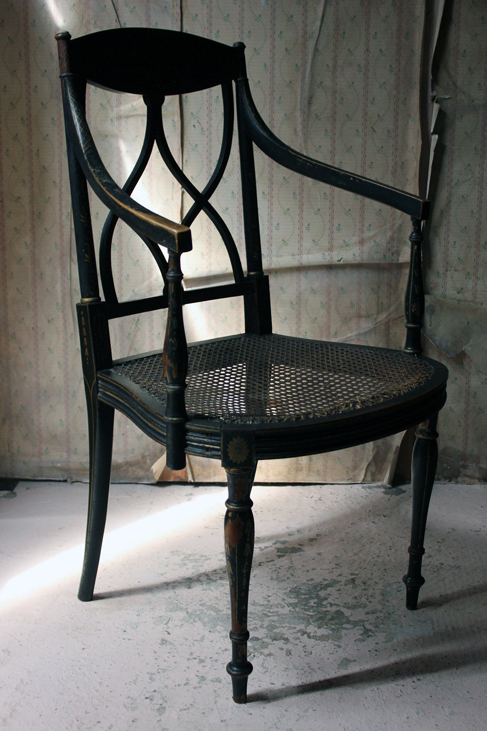 A Chinoiserie Decorated Elbow Chair by Druce and Co, London c.1910