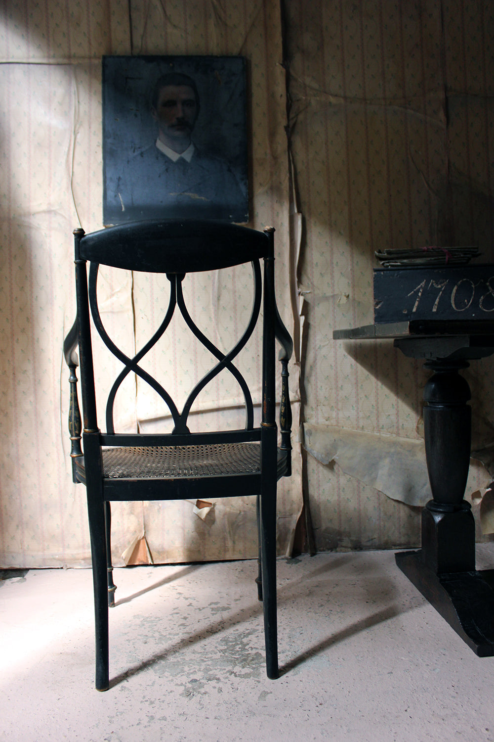 A Chinoiserie Decorated Elbow Chair by Druce and Co, London c.1910