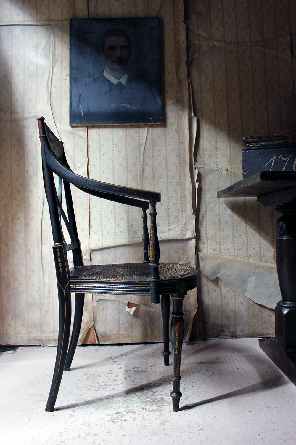A Chinoiserie Decorated Elbow Chair by Druce and Co, London c.1910