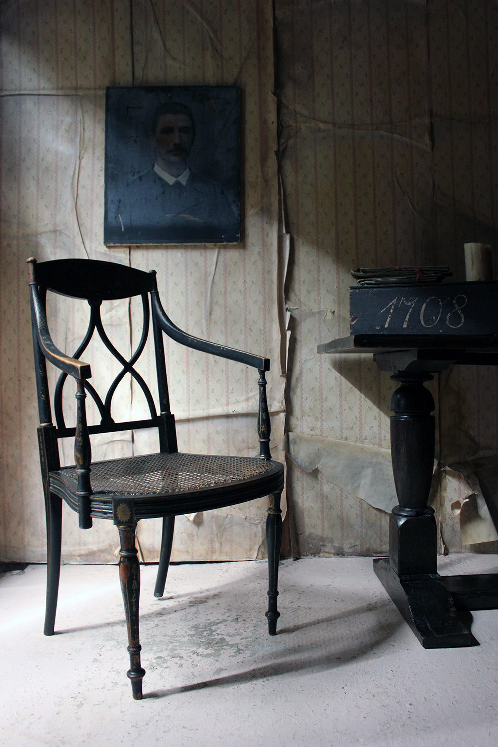 A Chinoiserie Decorated Elbow Chair by Druce and Co, London c.1910