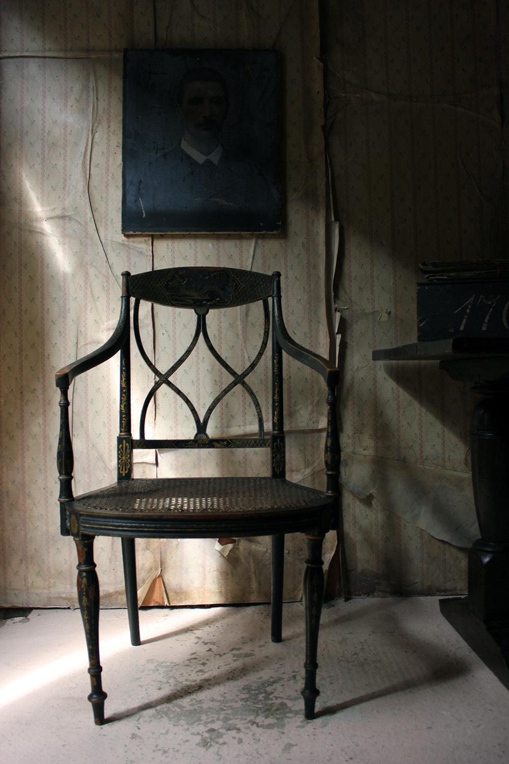 A Chinoiserie Decorated Elbow Chair by Druce and Co, London c.1910