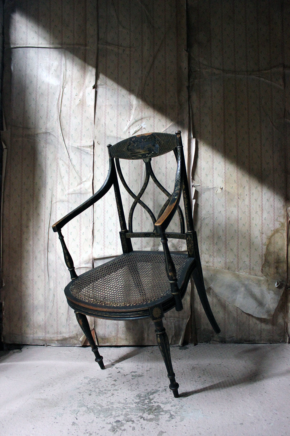 A Chinoiserie Decorated Elbow Chair by Druce and Co, London c.1910