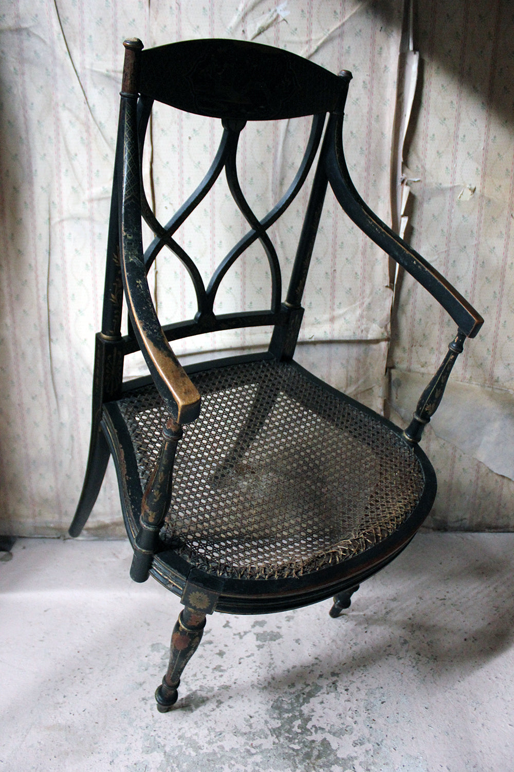 A Chinoiserie Decorated Elbow Chair by Druce and Co, London c.1910