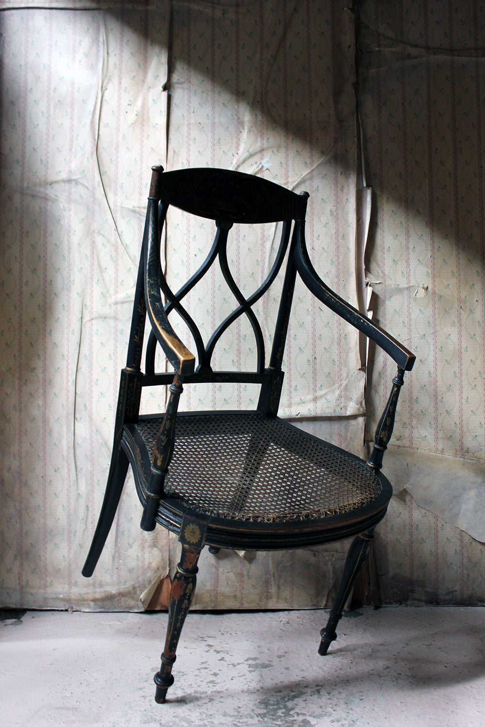 A Chinoiserie Decorated Elbow Chair by Druce and Co, London c.1910