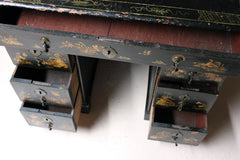 A George III Black Japanned & Chinoiserie Decorated Kneehole Desk c.1790