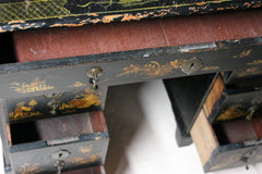 A George III Black Japanned & Chinoiserie Decorated Kneehole Desk c.1790