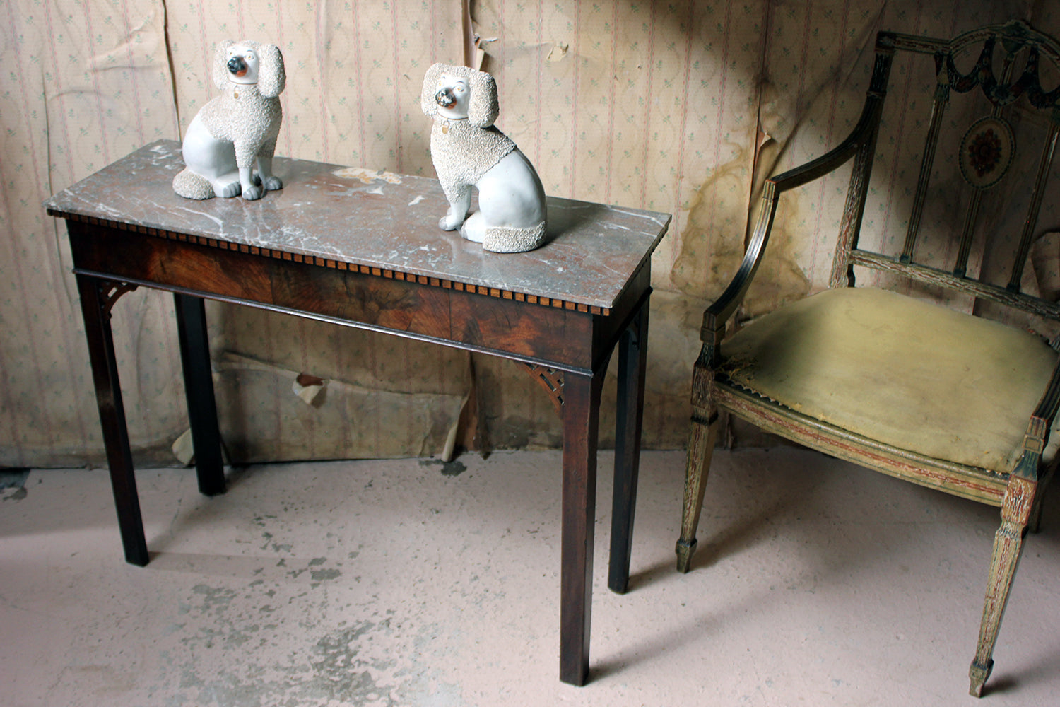 A George III Chippendale Design Mahogany & Marble Side Table c.1780