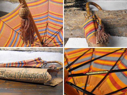A Colourful 1930s Ladies Umbrella, Retailed by Bourne & Hollingsworth, With Original Paper Sleeve