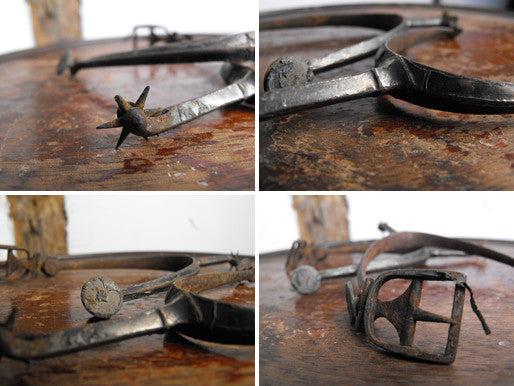 A Covetable Pair of 17th Century English Steel Rowel Spurs
