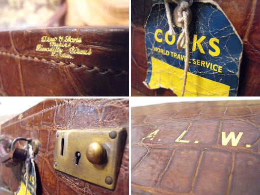 A Fabulous Crocodile Skin & Silk Lined Travelling Case of Drew & Sons, Piccadilly Circus, London
