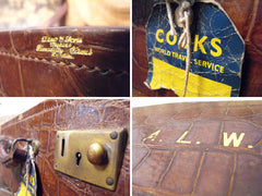 A Fabulous Crocodile Skin & Silk Lined Travelling Case of Drew & Sons, Piccadilly Circus, London
