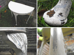A Chic, Painted Vintage 1950's Demi-Lune Hall Table