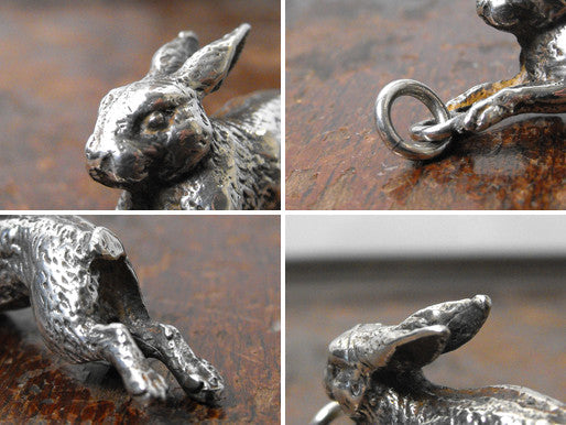 A Delightful Cast Silver Plate Charm Pendant Formed as a Running Hare