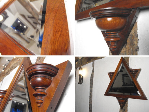 A Fabulous Walnut Arts & Crafts Six Pointed Star Framed Wall Mirror