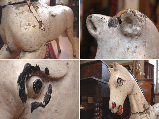 A Charming Painted & Carved 19th Century Folk Art Carousel Horse