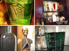 A Fascinating Late 19thC Apothecary Medical Cabinet to Include Bottles, Diagrams & Models